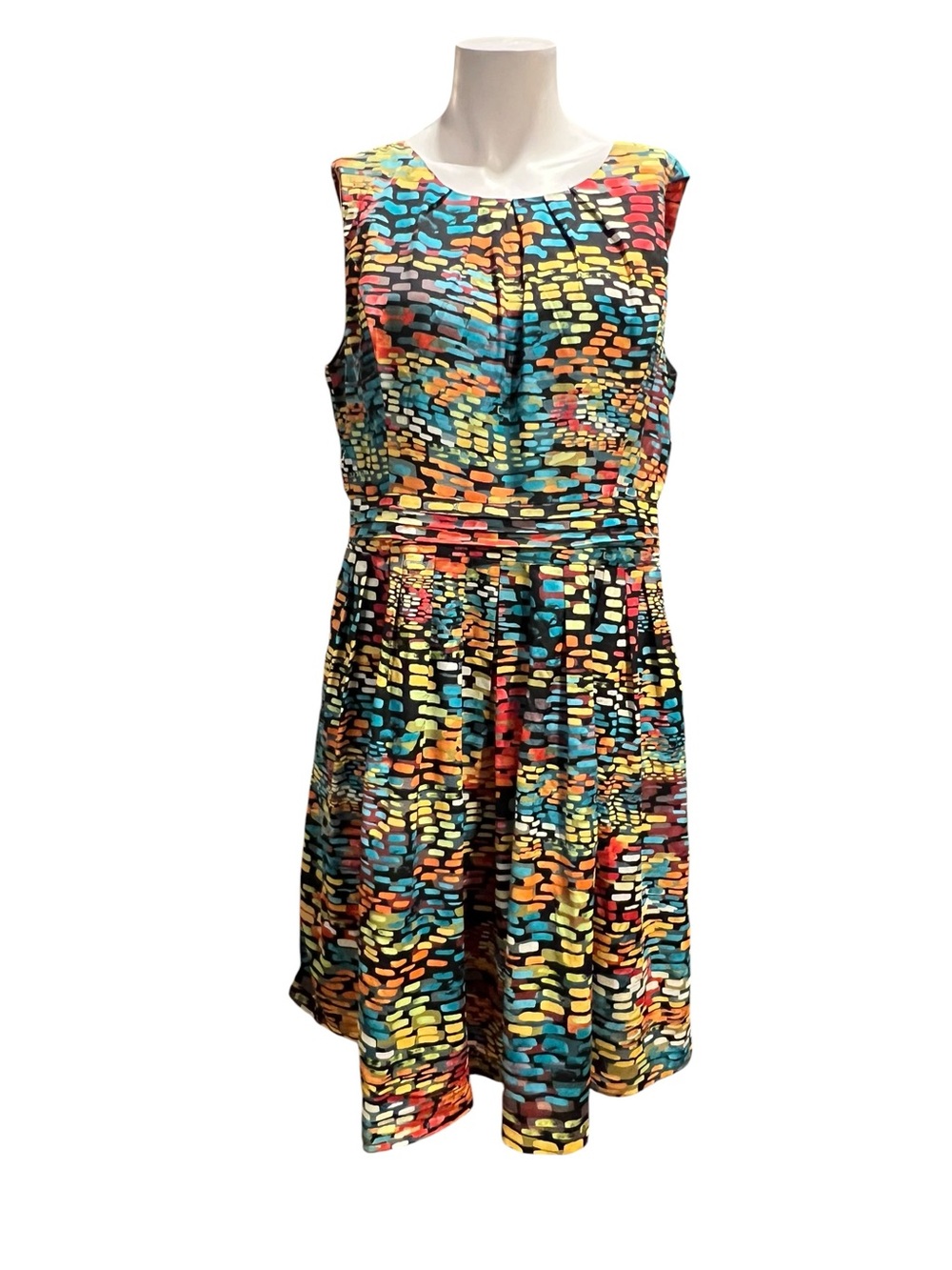 Ellen Tracy Vibrant Multicolor Abstract Print Dress
